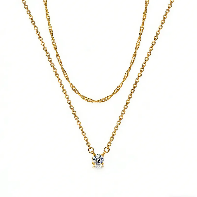 Weergave 1 van 14K Gold Solitaire Pendant Necklaces