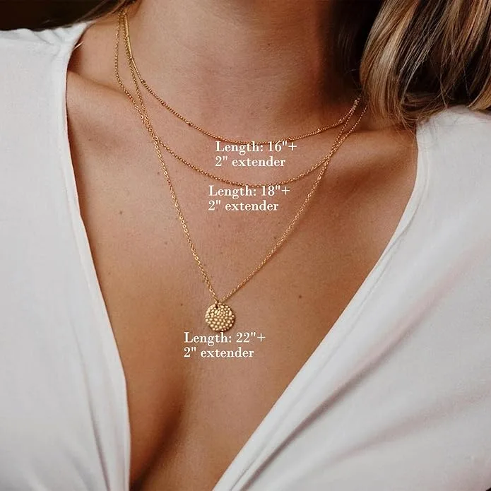 Weergave 3 van 14K Hammered Coin Layered Necklace Set
