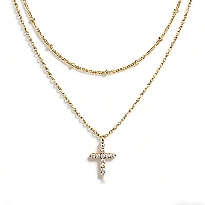 Vue 1 de COLORFUL BLING Cubic Zircon Cross Necklace