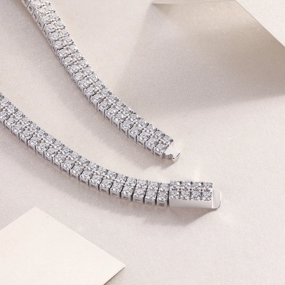Light And Shadow Around The Wrist - Set With Top Quality Morganite On S925 Silver Electroplated Platinum Hand Chain Diamond Jewelry Bracelet view 5