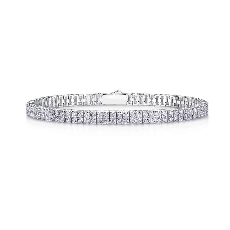 Light And Shadow Around The Wrist - Set With Top Quality Morganite On S925 Silver Electroplated Platinum Hand Chain Diamond Jewelry Bracelet view 1