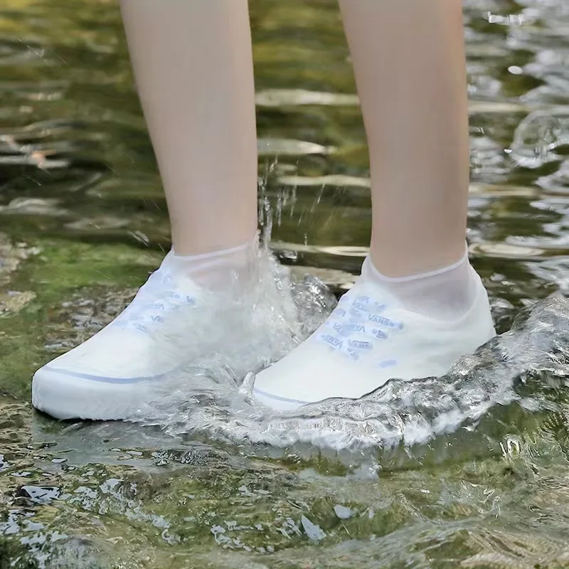 3 Pairs One Size Thickened Latex Silicone Shoe Covers, Waterproof Rain Overshoes, Non-Slip Wear Resistant Outdoor Reusable Foot Covers view 6