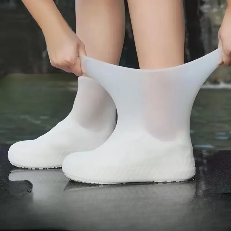 3 Pairs One Size Thickened Latex Silicone Shoe Covers, Waterproof Rain Overshoes, Non-Slip Wear Resistant Outdoor Reusable Foot Covers view 4