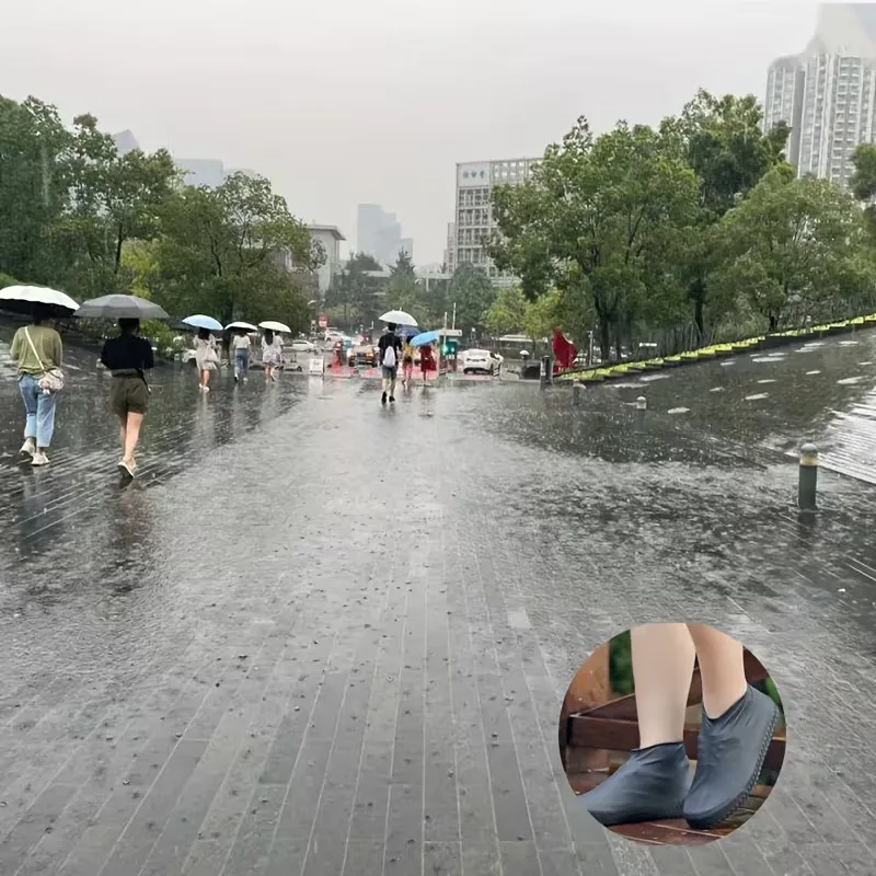 3 Pairs One Size Thickened Latex Silicone Shoe Covers, Waterproof Rain Overshoes, Non-Slip Wear Resistant Outdoor Reusable Foot Covers view 7