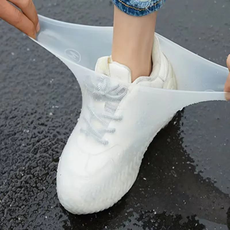 3 Pairs One Size Thickened Latex Silicone Shoe Covers, Waterproof Rain Overshoes, Non-Slip Wear Resistant Outdoor Reusable Foot Covers view 2