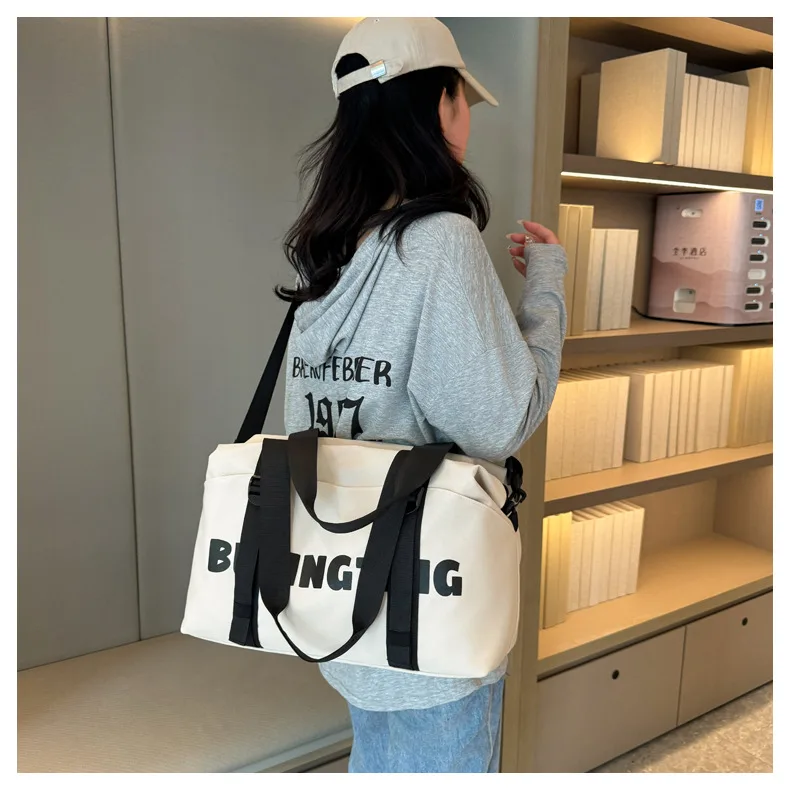 Women's Fashion Letter Print Gym Duffel Bag - Wet & Dry Separation Yoga Fitness Tote, Weekender Overnight Shoulder Bag For Travel view 6