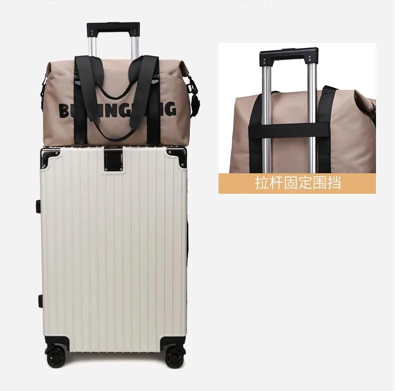 Women's Fashion Letter Print Gym Duffel Bag - Wet & Dry Separation Yoga Fitness Tote, Weekender Overnight Shoulder Bag For Travel view 3
