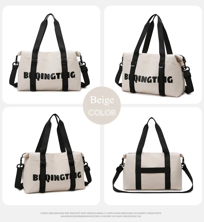 Women's Fashion Letter Print Gym Duffel Bag - Wet & Dry Separation Yoga Fitness Tote, Weekender Overnight Shoulder Bag For Travel view 14