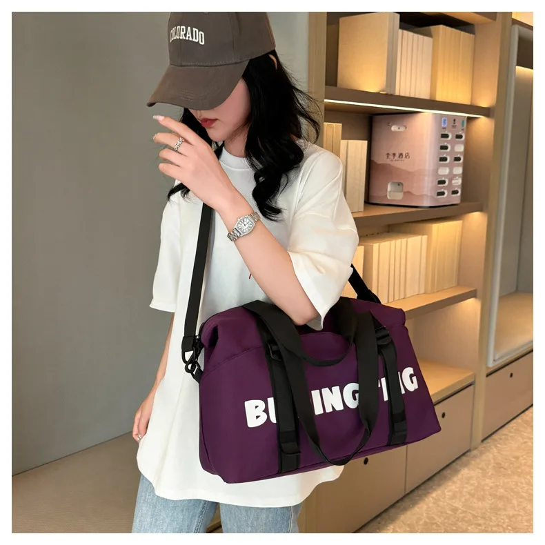 Women's Fashion Letter Print Gym Duffel Bag - Wet & Dry Separation Yoga Fitness Tote, Weekender Overnight Shoulder Bag For Travel view 5