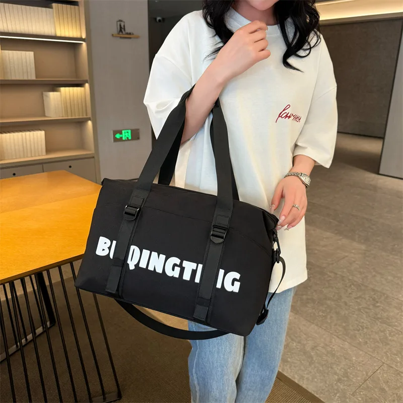 Women's Fashion Letter Print Gym Duffel Bag - Wet & Dry Separation Yoga Fitness Tote, Weekender Overnight Shoulder Bag For Travel view 9