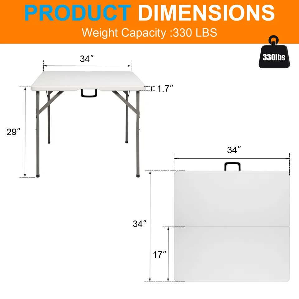34inch Foldable Square Table view 2