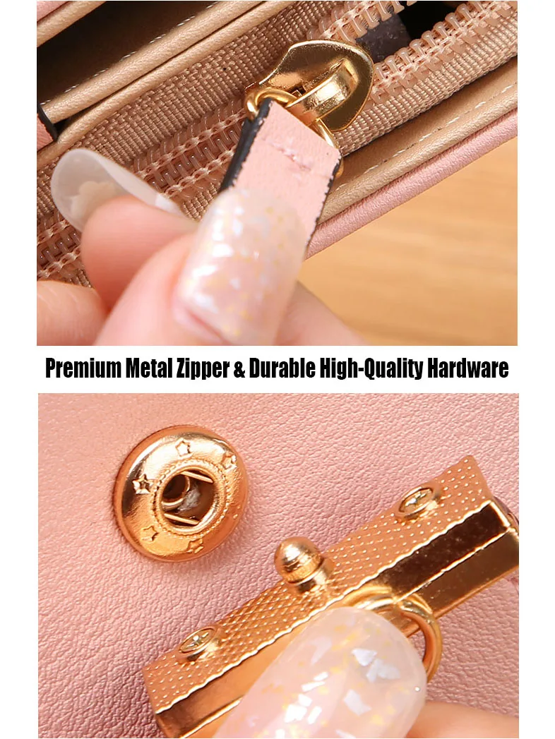 Women's Fashion Long Wallet Clutch - Elegant Hollow Out Leaf Design Zipper Closure Wristlet Handbag With Card Slots & Phone Compartment view 5