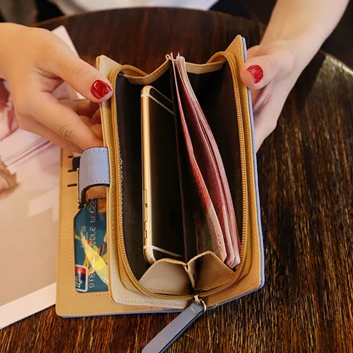Women's Fashion Long Wallet Clutch - Elegant Hollow Out Leaf Design Zipper Closure Wristlet Handbag With Card Slots & Phone Compartment view 2