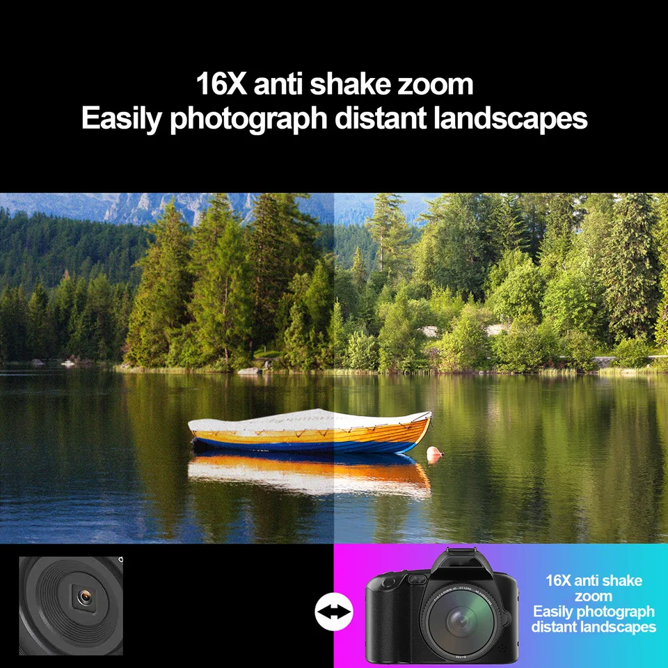 Digital Camera 3 Inch IPS Screen 4K 64MP 16x Digital Zoom Night Vision Wireless Dual Cameras Camcorder With Memory Card 32G view 7