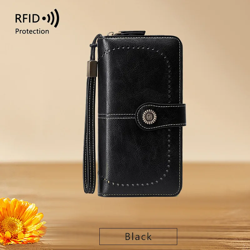 RFID Blocking Women's Long Zipper Wallet, Large Capacity Clutch Purse For Daily & Travel Use, Multi Card Holder Ladies Wallet view 7