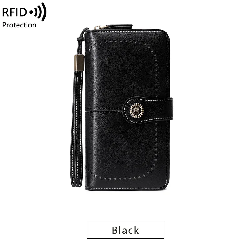 RFID Blocking Women's Long Zipper Wallet, Large Capacity Clutch Purse For Daily & Travel Use, Multi Card Holder Ladies Wallet view 4