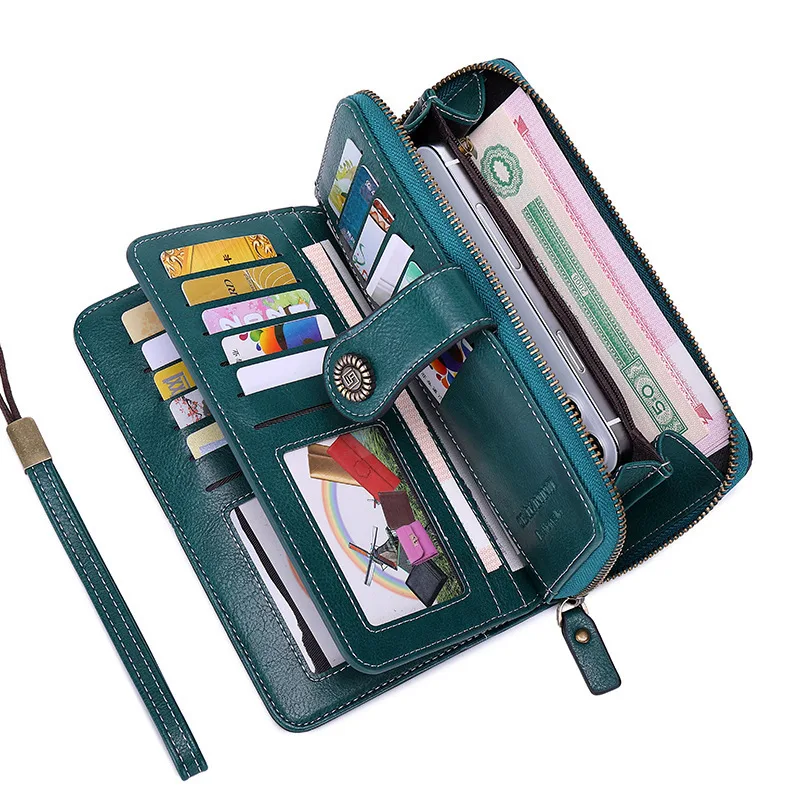 RFID Blocking Women's Long Zipper Wallet, Large Capacity Clutch Purse For Daily & Travel Use, Multi Card Holder Ladies Wallet view 8