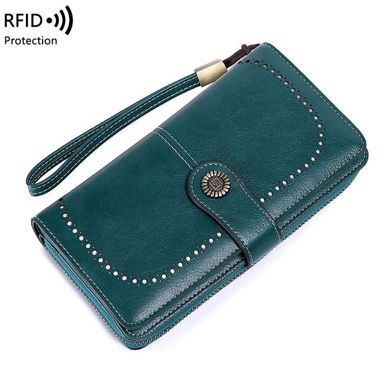 RFID Blocking Women's Long Zipper Wallet, Large Capacity Clutch Purse For Daily & Travel Use, Multi Card Holder Ladies Wallet view 3