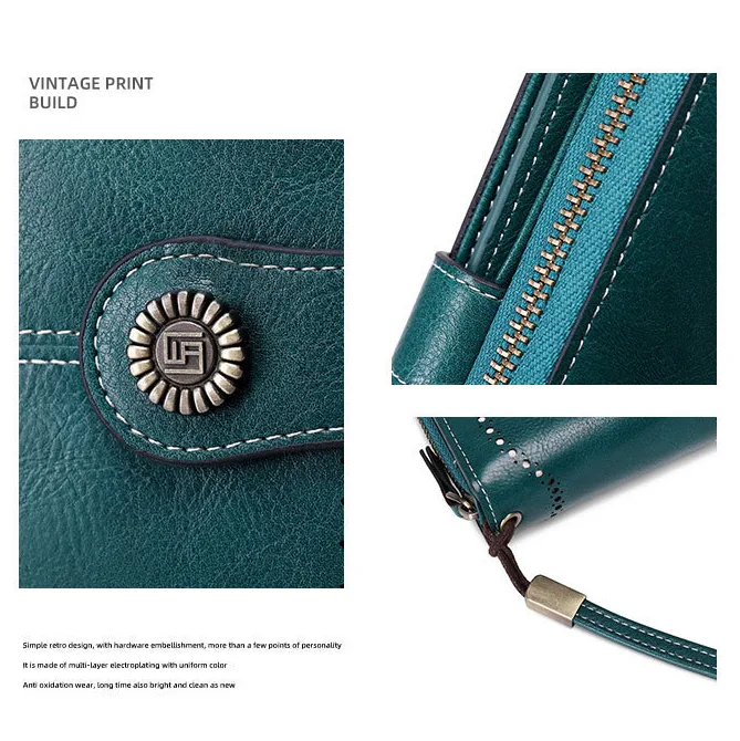 RFID Blocking Women's Long Zipper Wallet, Large Capacity Clutch Purse For Daily & Travel Use, Multi Card Holder Ladies Wallet view 9
