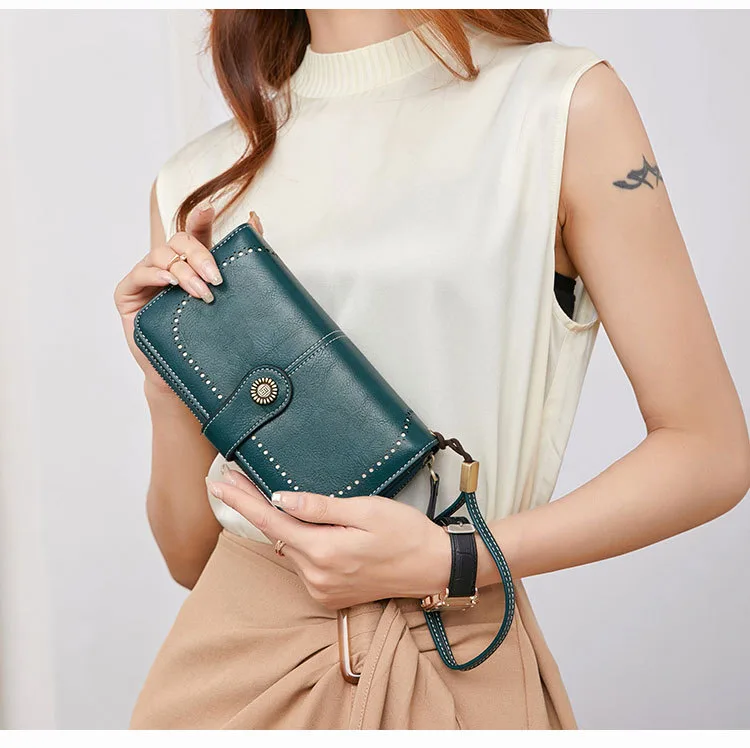 RFID Blocking Women's Long Zipper Wallet, Large Capacity Clutch Purse For Daily & Travel Use, Multi Card Holder Ladies Wallet view 12