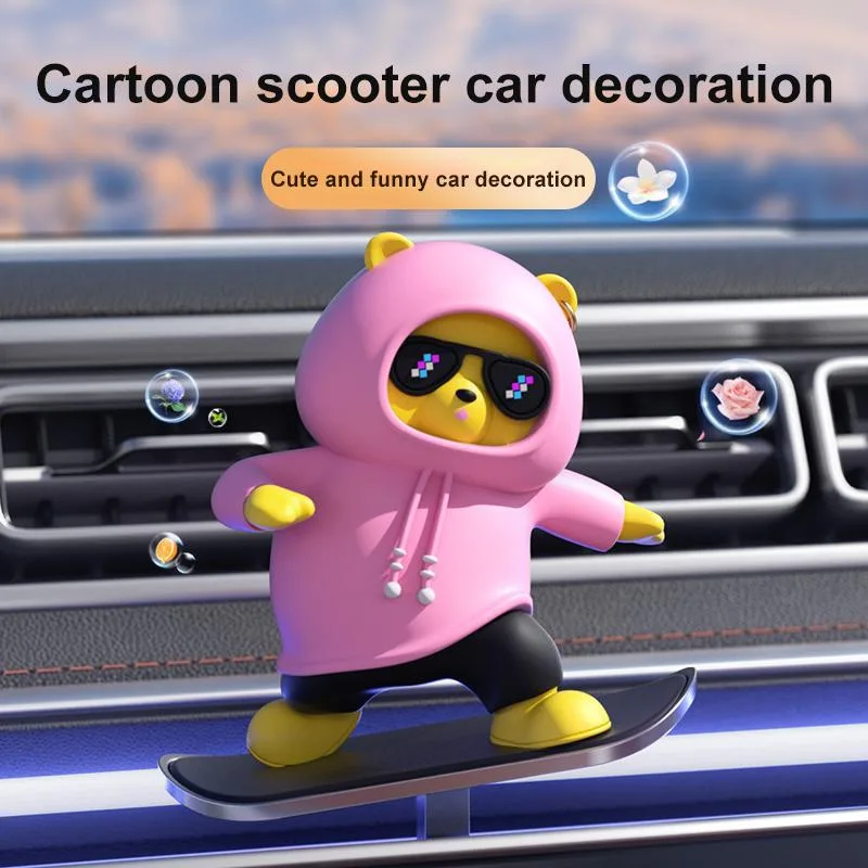 Heat-resistant Car Dashboard Skateboard Bear Decoration, Remains Unchanged After Prolonged Exposure To Sunlight, With Exquisite Craftsmanship And Beautiful Appearance