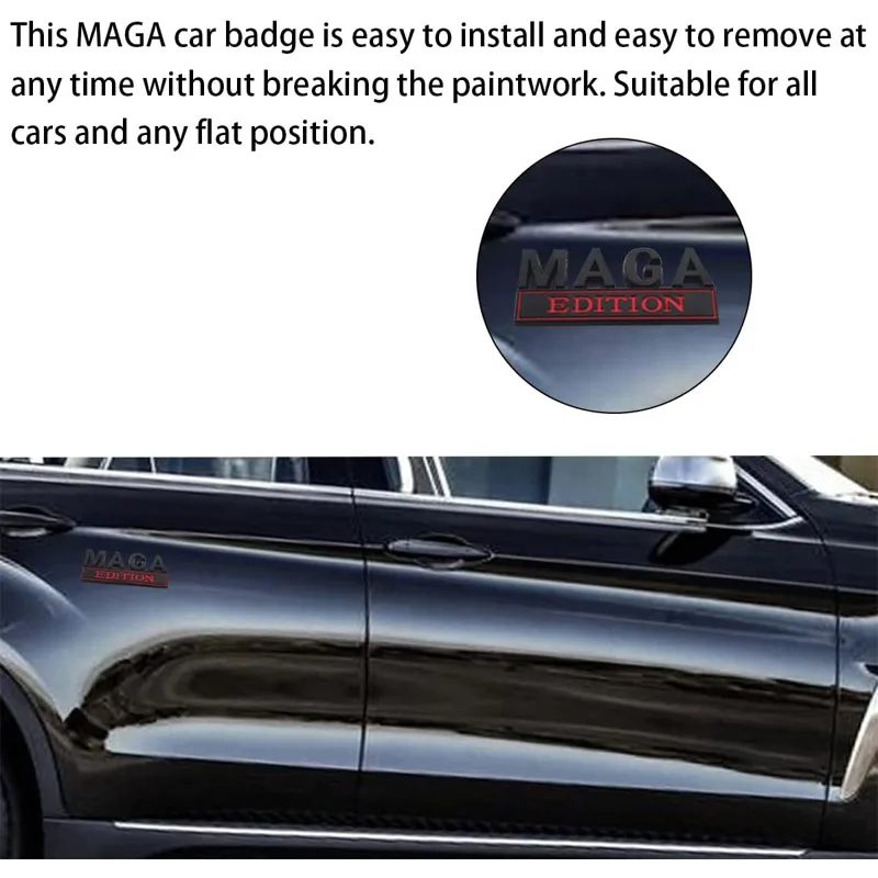 4pcs MAGA Edition Car  Metal Badge Sticker Truck Replacement, Suitable For General Motors SUV,Motorcycle, Bicycle Chrome Alloy view 2