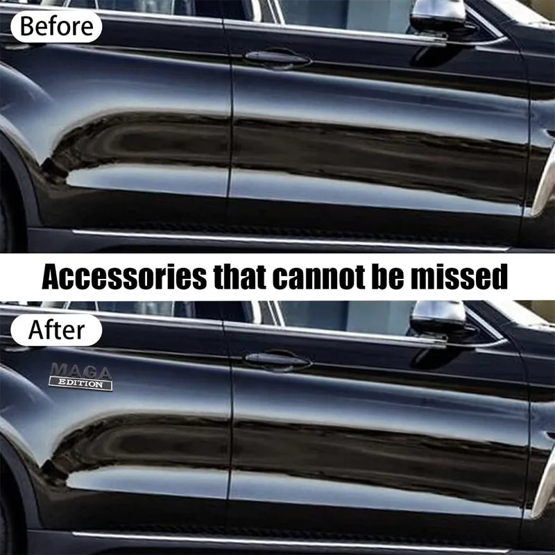 4pcs MAGA Edition Car  Metal Badge Sticker Truck Replacement, Suitable For General Motors SUV,Motorcycle, Bicycle Chrome Alloy view 3