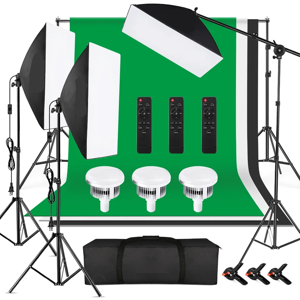 Studio Photography Light Kit Softbox Lighting Set Including 85W 3000K-6000K Bi Color Temperature LED Light Softbox Light Stand Boom Arm view 5