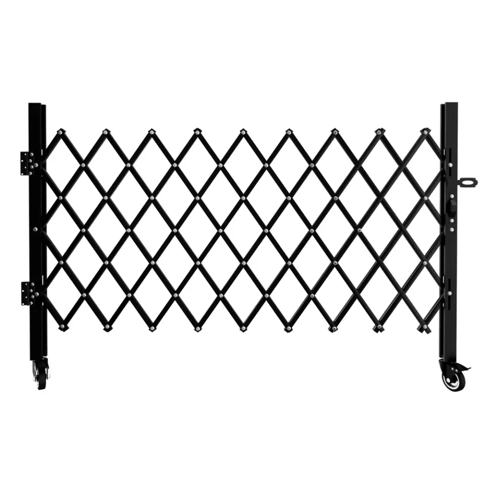 Foldable Security Gate, Expandable Safety Barrier With 360' Swivel Casters Lockable Design, Portable Mobile Rolling Barricade For Garage view 4