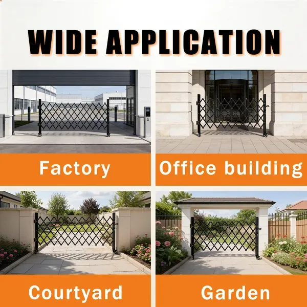 Foldable Security Gate, Expandable Safety Barrier With 360' Swivel Casters Lockable Design, Portable Mobile Rolling Barricade For Garage view 5