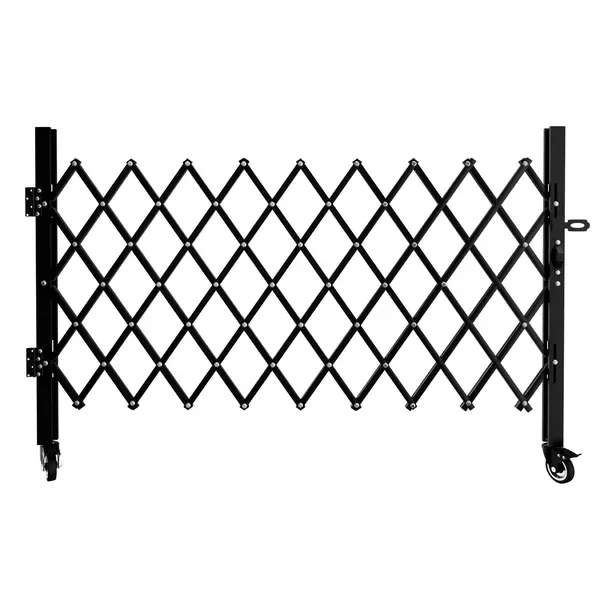 Foldable Security Gate, Expandable Safety Barrier With 360' Swivel Casters Lockable Design, Portable Mobile Rolling Barricade For Garage view 1