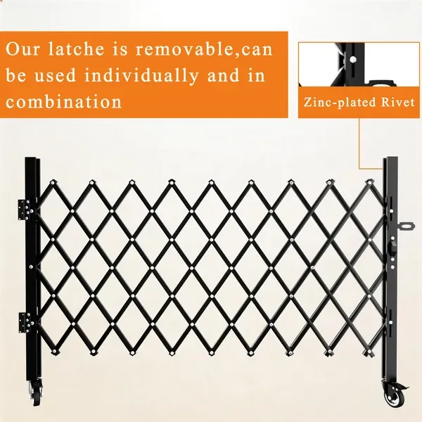 Foldable Security Gate, Expandable Safety Barrier With 360' Swivel Casters Lockable Design, Portable Mobile Rolling Barricade For Garage view 2