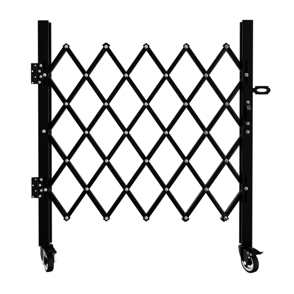 Foldable Security Gate, Expandable Safety Barrier With 360' Swivel Casters Lockable Design, Portable Mobile Rolling Barricade For Garage view 5