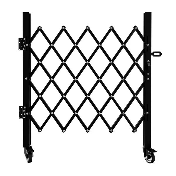 Foldable Security Gate, Expandable Safety Barrier With 360' Swivel Casters Lockable Design, Portable Mobile Rolling Barricade For Garage view 1