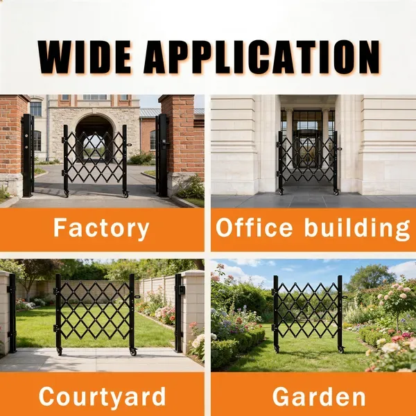 Foldable Security Gate, Expandable Safety Barrier With 360' Swivel Casters Lockable Design, Portable Mobile Rolling Barricade For Garage view 6
