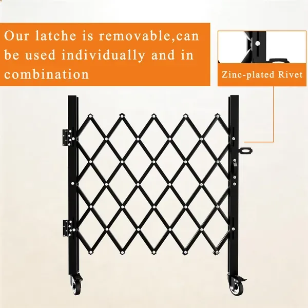 Foldable Security Gate, Expandable Safety Barrier With 360' Swivel Casters Lockable Design, Portable Mobile Rolling Barricade For Garage view 2