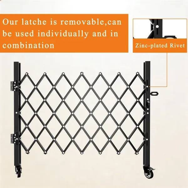 Foldable Security Gate, Expandable Safety Barrier With 360' Swivel Casters Lockable Design, Portable Mobile Rolling Barricade For Garage view 3