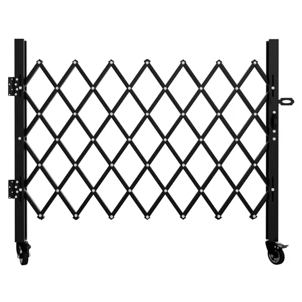 Foldable Security Gate, Expandable Safety Barrier With 360' Swivel Casters Lockable Design, Portable Mobile Rolling Barricade For Garage view 1