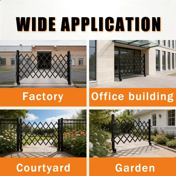 Foldable Security Gate, Expandable Safety Barrier With 360' Swivel Casters Lockable Design, Portable Mobile Rolling Barricade For Garage view 5