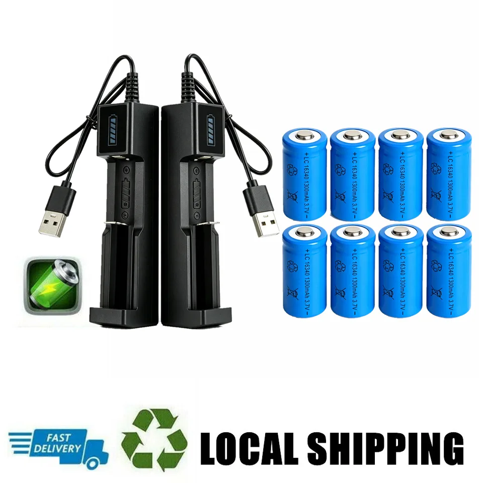 4 Pack 1300 MAh 16340 RCR123A Rechargeable 3.7 V Ion Battery USB Battery Charger view 11