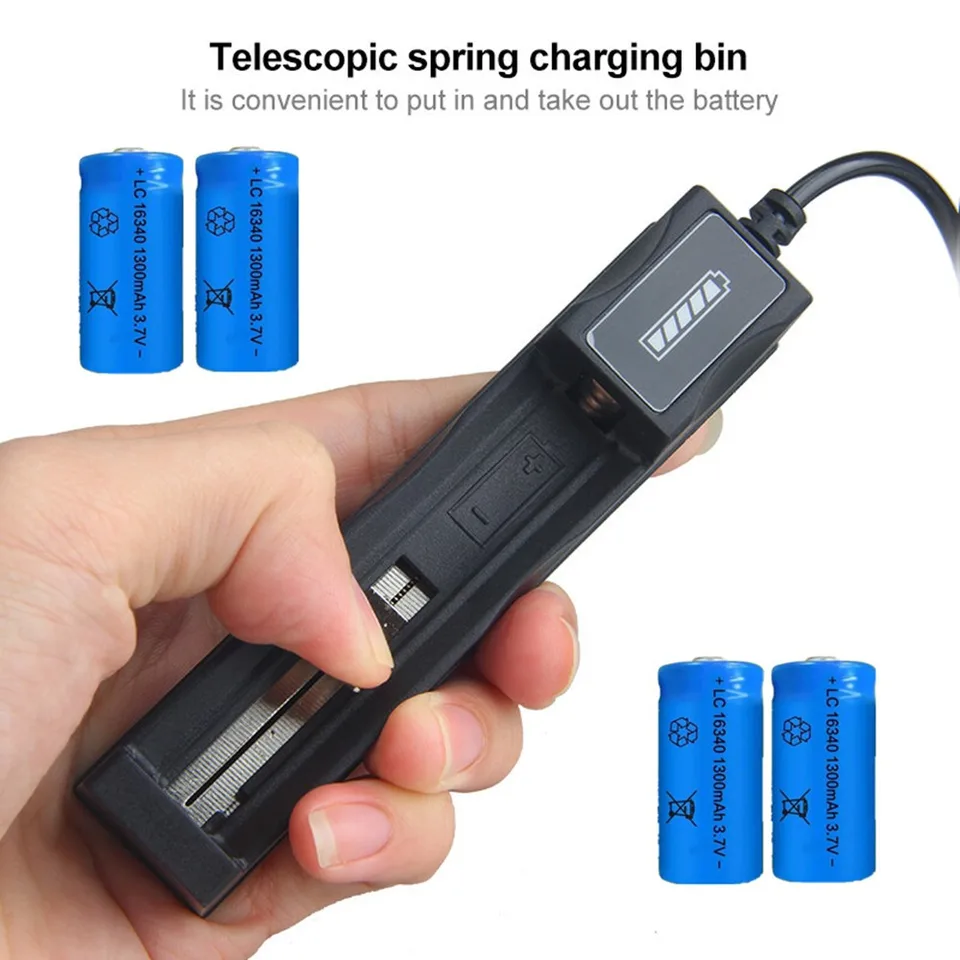 4 Pack 1300 MAh 16340 RCR123A Rechargeable 3.7 V Ion Battery USB Battery Charger view 5