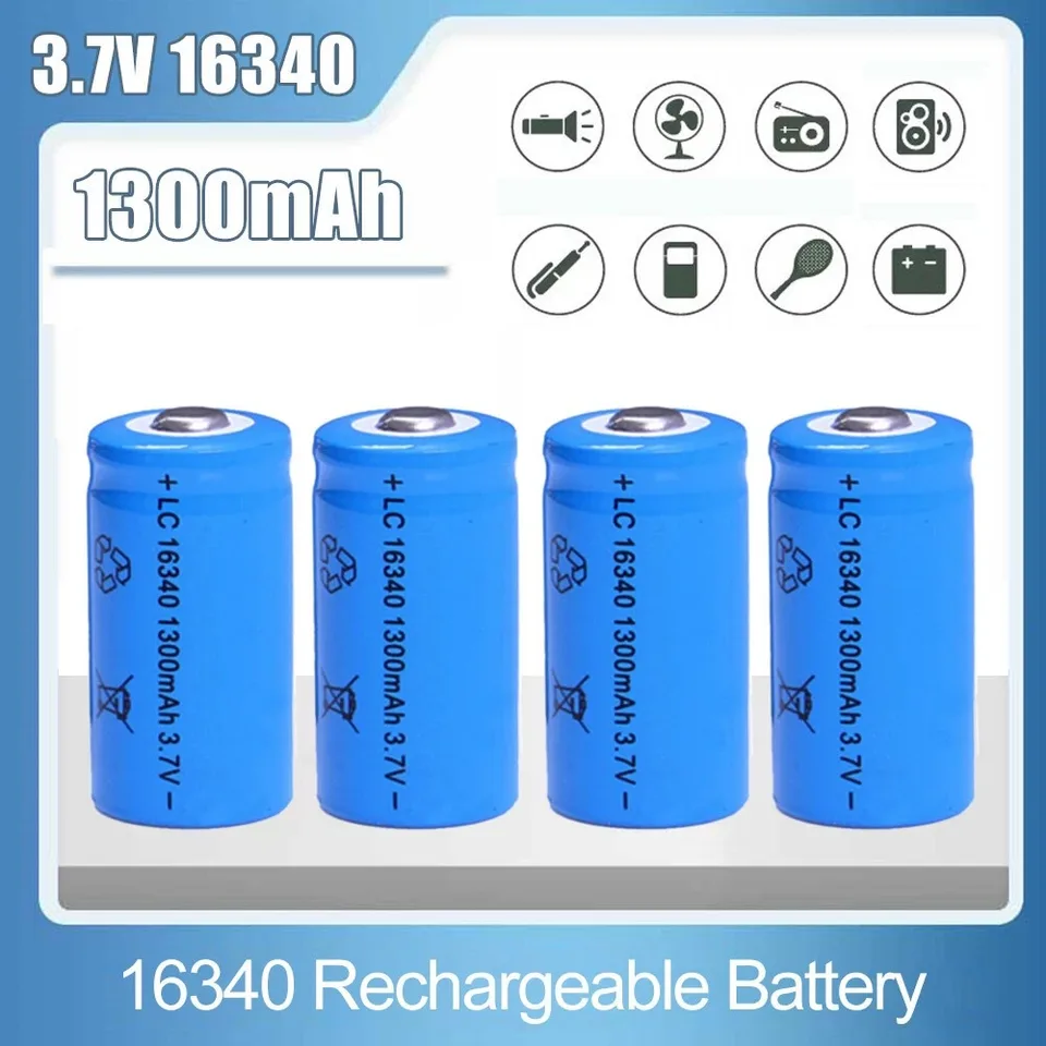 4 Pack 1300 MAh 16340 RCR123A Rechargeable 3.7 V Ion Battery USB Battery Charger view 2