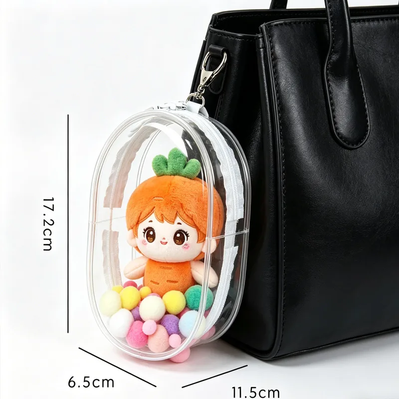 Vue 1 de Doll Backpack,Mini Storage Case,PVC Dustproof Small Doll Bag For Mini Dolls Figures,labubu Doll Bag