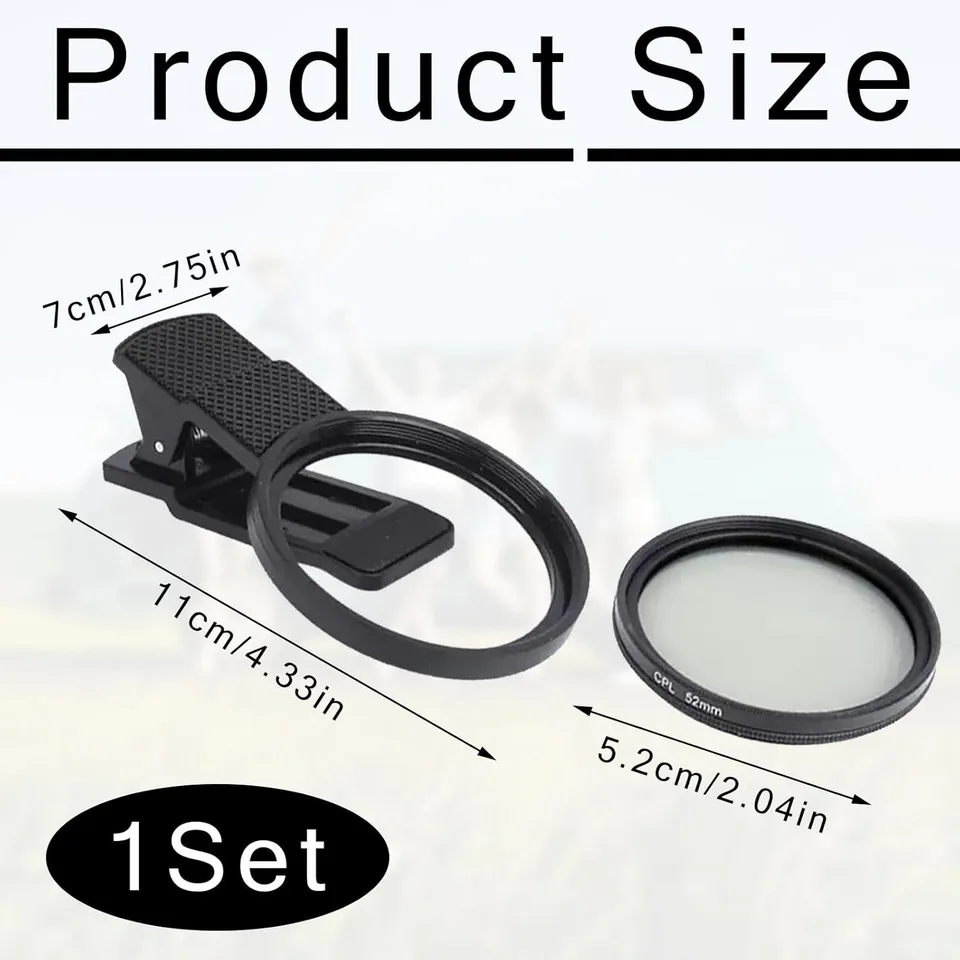 52mm Professional Phone Camera Clip With Macro Lens CPL Star Variable ND Filter For All Smartphones Aluminum Alloy Thread - With CPL view 6