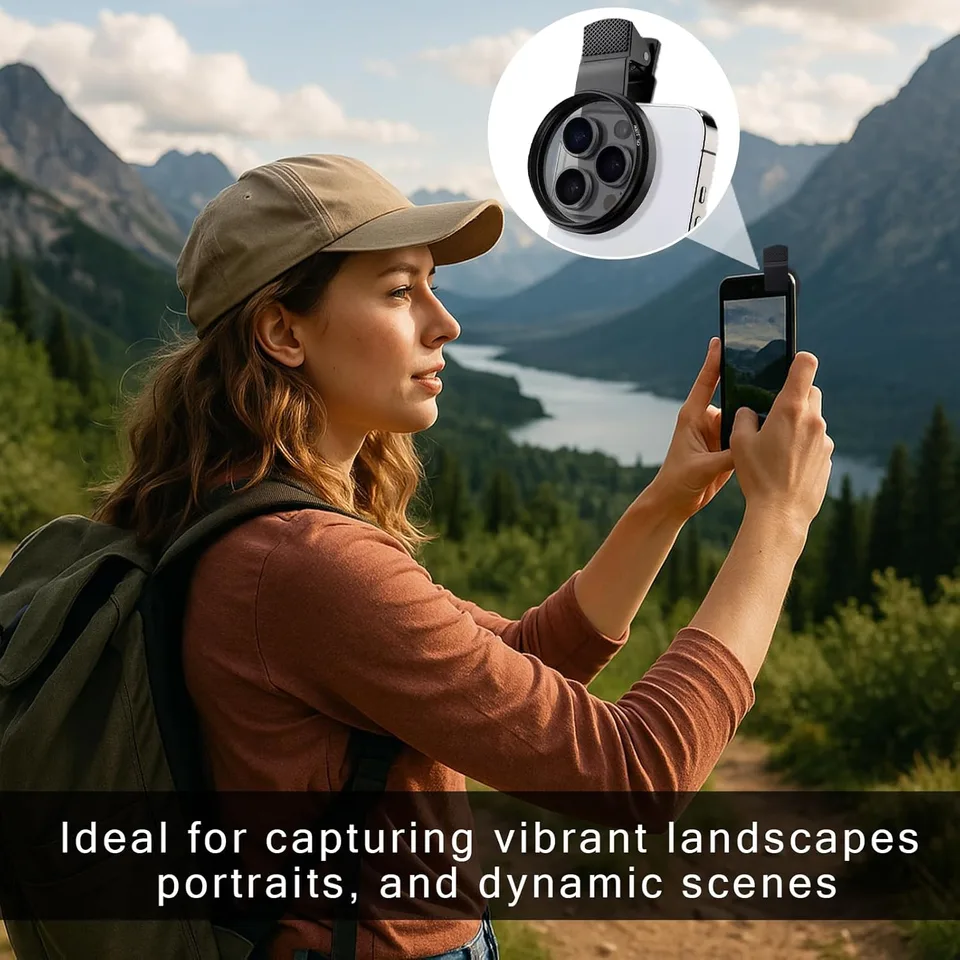 52mm Professional Phone Camera Clip With Macro Lens CPL Star Variable ND Filter For All Smartphones Aluminum Alloy Thread - With CPL view 3