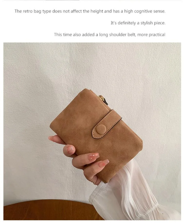 Matte Finish Women's Short Trifold Wallet, Cute Minimalist Style, Multi Card Holder Ladies Purse view 5