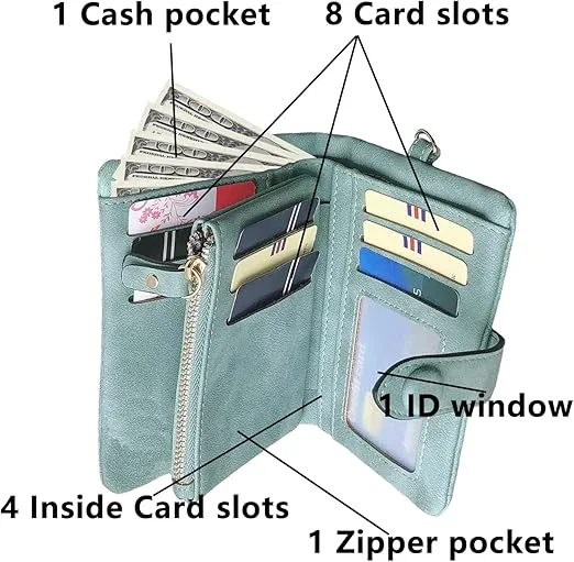 Matte Finish Women's Short Trifold Wallet, Cute Minimalist Style, Multi Card Holder Ladies Purse view 8
