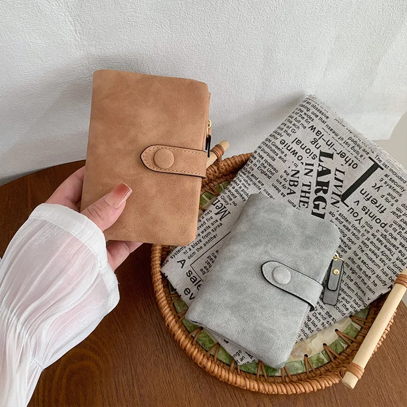 Matte Finish Women's Short Trifold Wallet, Cute Minimalist Style, Multi Card Holder Ladies Purse view 1