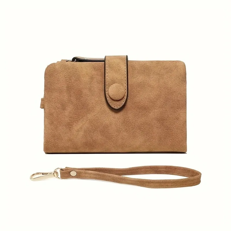 Matte Finish Women's Short Trifold Wallet, Cute Minimalist Style, Multi Card Holder Ladies Purse view 2