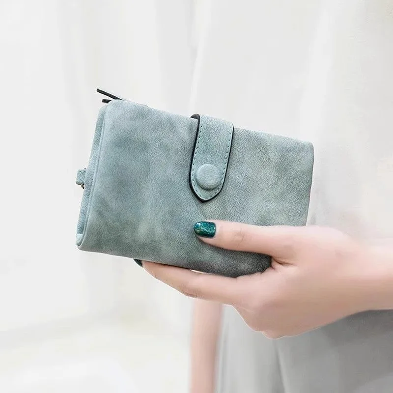 Matte Finish Women's Short Trifold Wallet, Cute Minimalist Style, Multi Card Holder Ladies Purse view 3